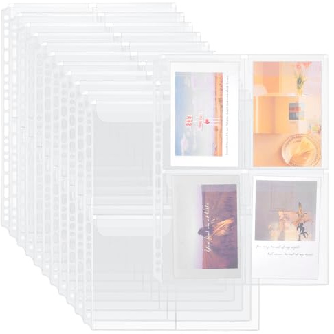 UNICRAFTALE 12 Stück A4 Transparente Postkartenhüllen Klarsichthüllen Prospekthüllen 4 Fächer Foto Seitenschutz für A4 Ringbuch Postkartenhüllen Transparente Nachfüllseiten Fotoalbum Fotosichthüllen