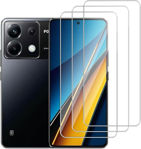 Xinyou Protector de pantalla de cristal templado para Xiaomi Poco X6 5G, antiarañazos, HD transparente, dureza 9H, fácil de instalar, 3 uds. Adecuado para Xiaomi Poco X6 5G