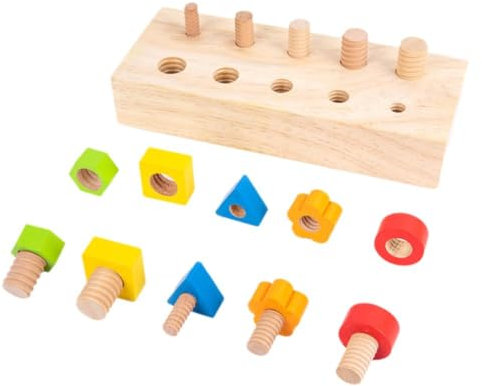 Children Nut Bolts Education Toys, Color Shape Wooden Sensory Toy, Screw Motor Matching Skill Cog Board Fine Kids