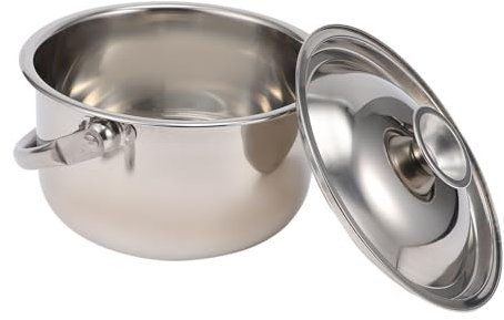 DINHEAROM Pentola Per Zuppa in Acciaio Inossidabile Pentola Multifunzionale Per Cucinare Noodles e Stufati Compatibile Cottura a Induzione Gas 16 Cm Per Cottura e Uniforme