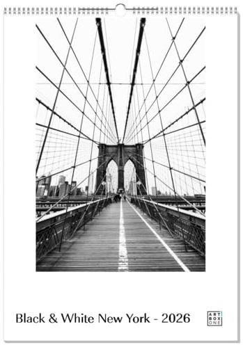artboxONE Kalender 2026 Black & White New York Wandkalender A2 2026 Städte/New York