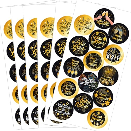 90 Stk Frohes Neues Jahr Aufkleber, Aufkleber Sticker Silvester Deko, Happy New Year 2026 Sticker Etiketten für Silvester Geschenke Neu Jahr Deko