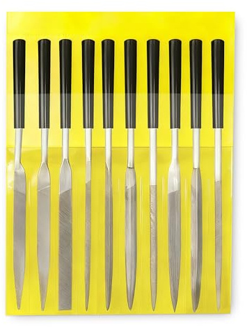 10-Piece Needle Files Set, Mini Metal Filing Tools for Precision Work | Versatile Modelling Tools with a Metal File selection for shaping steel, wood & plastic in model making, jewellery crafts.