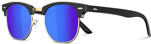 Neusaro Polarisierte-Halbrahmen-Sonnenbrille Herren Damen Retro | UV Schutz Klassisch Sonnenbrillen,Ideal für Autofahren Reisen und Camping