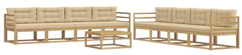vidaXL Outdoor-Sofagarnitur 9 pcs Weiß und Beige 79 x 79 x 37 cm, Garten-Sofa Set, modulare Lounge für draussen, wetterfestes Mobiliar, robuster Pool-Bereich