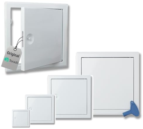 Torado® Access Panel Metal white lockable with Key various Sizes Inspection Hatch Drywall Revision Flap (300 x 300 mm)