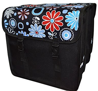 FAHRRADTASCHE 26 28 Erwachsene Satteltasche Gepäckträgetasche Doppel 2x15l / Einzelne 1x15l (15. Duo - Blumen)