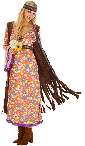 dressforfun Damen 60er Jahre Kostüm, Hippie Kostüm, Mode Damen, Kostüm Hippie Frau, Hippie-Kostüm, Flower Power Kostüm, Hippie Damen, Kleid, Fransenweste Damen Hippie, Kostüme Fasching Damen - M