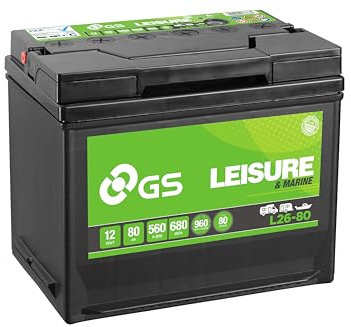 GS L26-80 12V 80Ah 560 CCA Leisure, Caravan & Motor Home Battery | Maintenance Free, Vibration Resistant, Integrated Carrying Handle, Enhanced Safety Features