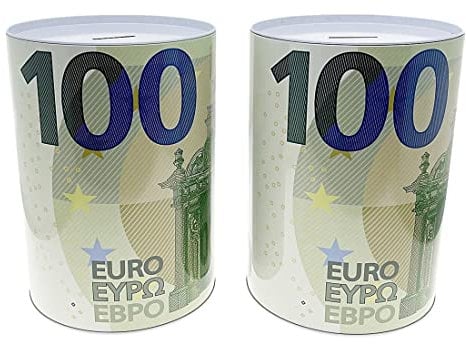 Bada Bing 2er Set XXL Spardose aus Metall - Einzigartiges Geldgeschenk in Form eines 100 Euro Geldscheins - Sparbüchse Grün - Reisekasse Sparschwein - Ideal für Geburtstag Weihnachten Jubiläum