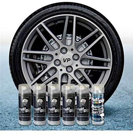 Pack Llantas Vinilo LIQUIDO Full Dip 5 Sprays Aluminio Metalizado Brillo
