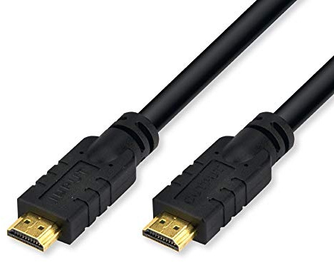 PremiumCord 4K High Speed ​​HDMI 2.0 M/M Kabel Mit Verstärker, 18 Gbit/s, 4K@60Hz Video Kompatibel, Deep Color, 3D, ARC, HDR, Dolby TrueHD, 3x Geschirmt, Vergoldete Anschlüsse, Schwarz, 20 m