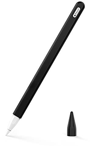 Moko Funda Compatible con Apple Pencil 2ª Generación, 2 Piezas Funda Pencil y Cubierta Nib Silicona para Apple Pencil 2ª Generación - Negro