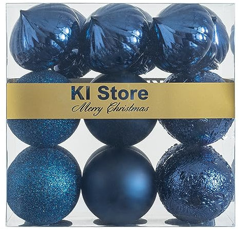 KI Store 18 pezzi Palline di Natale azzurre blu 8cm Albero di Natale Ornamenti di Decorazione infrangibilePalle per Appendere Natale Decorazioni Festival Decorazioni Natalizie (8cm, Blu)