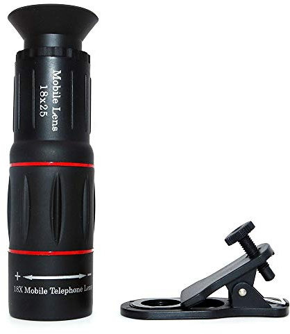 NUZAMAS Cell Phone Camera Lens,Universal 18X25 Clip-On Monocular telescope Mobile Zoom lens Fits Most smartphones for BirdWatching, Traveling, Hunting, Fishing, Football Games Outdoor Concert