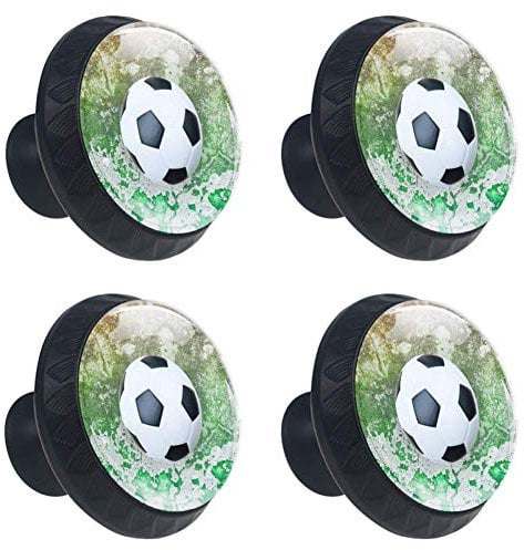 Soccer Football Cabinet Door Knobs Handles Pulls Cupboard Handles Drawer Wardrobe 4pcs