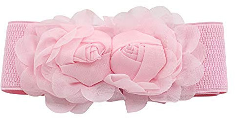 Brussels 08 Ceinture élastique large pour femme Motif roses