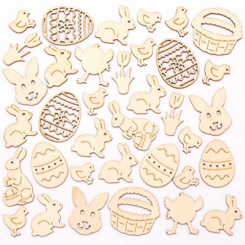 Baker Ross Ostern Holz Motive zum Basteln - Pack of 108, Basteldekorationen für Kinder und Erwachsene (FC592)