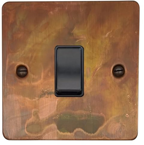 G&H FTC1B Flat Plate Tarnished Copper 1 Gang 1 or 2 Way Rocker Light Switch