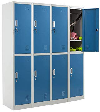 4 x 2 Door Metal Storage Lockers, Blue Free Next Working Day Delivery