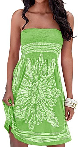Robe d'été pour femme, au motif de fleur, multicolore, style bohème, décontractée, mini robe de plage, vert, M