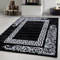 Carpetsale24 Kurzflor Teppich 120x170 cm, Modern Mäander Design in Schwarz Weiß, Pflegeleicht, ideal für Wohnbereich, Jugendzimmer oder Essplatz
