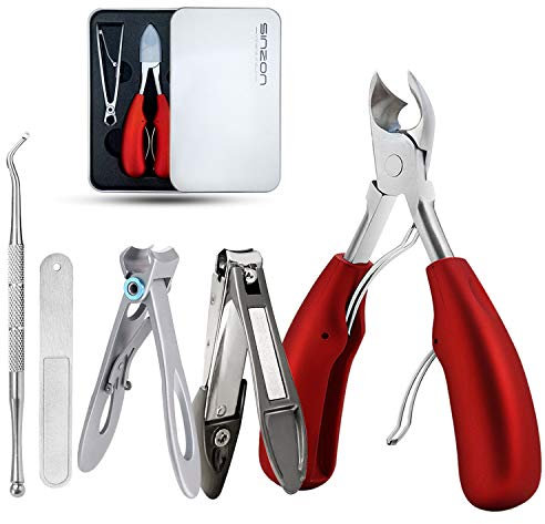 Thick Toenail Clippers, Podiatrist Toe Nail Clippers for Ingrown & Thick & Men & Seniors Toenail and Nail Surgical Grade Stainless Steel Toenail Trimmer Nipper (Red)
