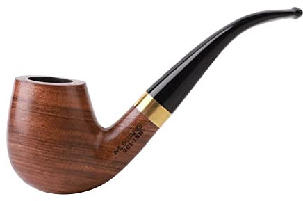 MUXIANG Pipe à tabac pliée en bois de poire avec kits de fumage, filtres à charbon actif de 8 mm Remplacements en coton Nettoyant Grattoir Brosses en caoutchouc (WMAD0052)