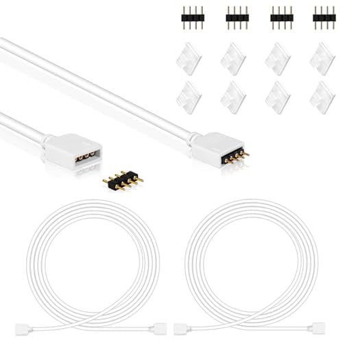 2er-Pack 2M Verlängerung Anschluss Kabel für RGB LED Strip Led Streifen 4 pin, geeignet für LED RGB Leiste Streifen