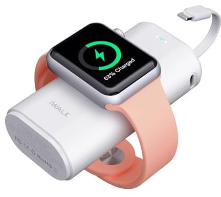 iWALK Power Bank de Apple Watch 9000mAh, Cargador Portátil Magnético con Cable Alámbrico, Compatible con Apple Watch Series 8/7/6/5/4/3/2/SE, iPhone 13/13 Pro Max/12/11/XS/XR/SE/8/7/6s