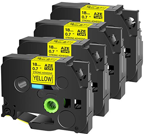 Cruxer Etikettenband, kompatibel mit Brother TZE S641, 18 mm, extra stark, schwarzer Text auf gelbem Band für P-Touch Cube PTE550 PTP750 PTD210 PTD450 PTH110 PTD400AD PT710BT