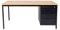 furni24 Schreibtisch mit 3 Schubladen, rechteckiger Schreibtisch mit Metalluntergestell Höhenausgleichsniveauschrauben, Schreibtisch fürs Heim und Büro, Computertisch, Buche 140x80x75 cm