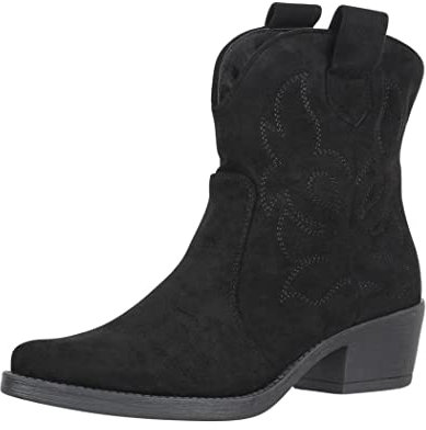 Elara Damen Stiefeletten Cowboy Boots Chunkyrayan 301-A31S Schwarz-41