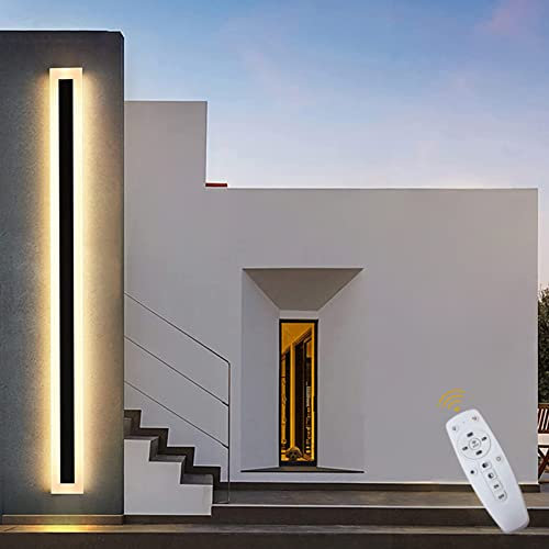 ANKBOY Dimmbar Außenwandleuchten mit Fernbedienung Wasserdicht Wandleuchte Anthrazit IP65 Aussen Wandlampe Innen Badezimmer Lange Lichtleiste Modern für Garten Terrasse Garage Außenleuchte,100cm
