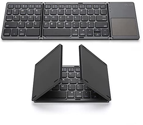 Irishom Teclado BT Inalámbrico Plegable,Teclado Plegable Tamaño de Bolsillo,Mini Teclado Portátil con Panel Táctil,Compatible con Android/Windows/PC/Tableta(Diseño de Teclado Americano)