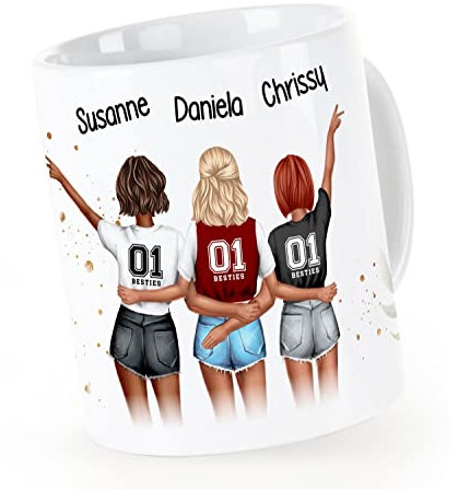 SpecialMe® Tasse Beste Freundinnen 3 personalisiert Geschenk Freundschaft Frauen BFF Best Friends weiß Keramik-Tasse