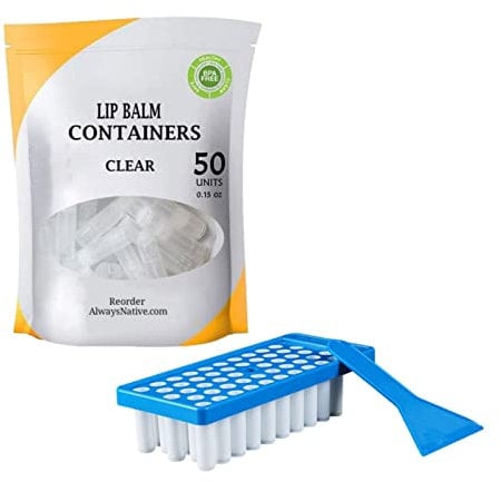 Libetter Lip Balm Making Kit - 50 Empty Lip Balm Tubes, Tray & Spatula - DIY Lipstick Containers