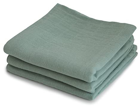 mushie Musselin-Baby-Tücher, 100% Bio-Baumwolle, 59,7 x 59,7 cm, römisches Grün, 3er-Pack