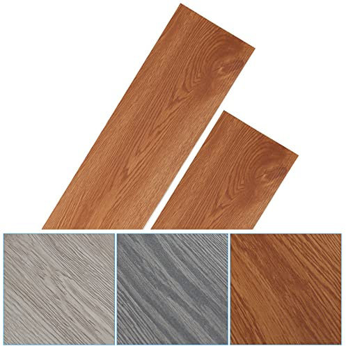 Lospitch Bodenbelag Selbstklebend Vinyl Laminat Rutschfest Wasserfest ca. 1 m² für Designboden Dielenboden(Classic Warm Oak)