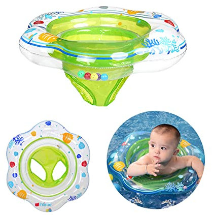 XQMMGO - Anillo/flotador de natación para bebés, accesorio de baño para niños, niños pequeños y bebés, anillo inflable de natación con asiento para bebés de 6 a 36 meses (verde)