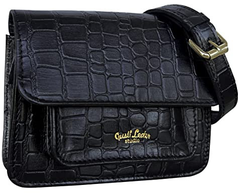Gusti Umhängetasche Leder - Anouk Handtasche Schultertasche Partytasche Festivaltasche Ledertasche Leder Schwarz
