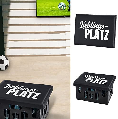 Cepewa Bierkastensitz Spruch Lieblingsplatz | 43x33cm MDF Kunststoff | Sitzpad Bierkastenhocker Sitzkissen (1 x Bierkastensitz Lieblingsplatz)