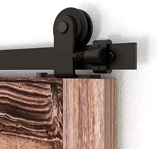 LTIYITL 200cm/6.6FT Quincaillerie Kit de Rail pour Porte Coulissante Suspendue, Kit de Voie de Placard pour la Porte en Bois (Forme de T)