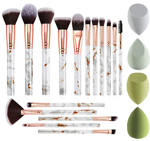 DUAIU Pinselset Makeup, 16pcs Professionelles Make Up Pinsel Set, Schminkpinsel Set Zum Verblenden Von Lidschatten, Concealer-Pinsel, Pinselset Make Up Set Mit 4 Make-Up-Schwämmen