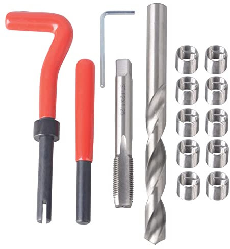 DAYUAN Kit de réparation de filetage M12 x 1,25 mm, outils de réparation de filetage hélicoïdal, kit d'insertion de fil, ensemble d'outils à main compatibles pour réparation automobile