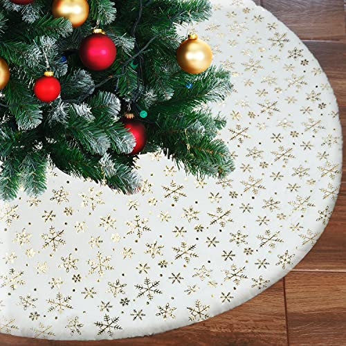 Ywlake Weihnachtsbaum-Rock, 121 cm, weißer Plüsch, Weihnachtsbaum-Rock, Bodenmatte, Abdeckung, Weihnachten, Party-Dekoration, Urlaub, Dekorationen (120 cm)