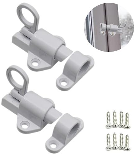 2 Pezzi Chiavistello Automatico per Porta, Molla con Viti Chiavistello per Porta, Alluminio Chiusura Scatto, per Finestre,Porte in Legno,Porte da Cortile,Ante Armadietti