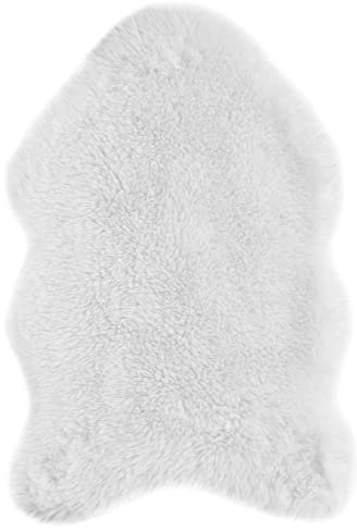 andiamo Kunstfell Teppich Alpa gemütlicher hochfloor Fellteppich 35 mm Florhöhe weich und flauschig weiß 50 x 80 cm