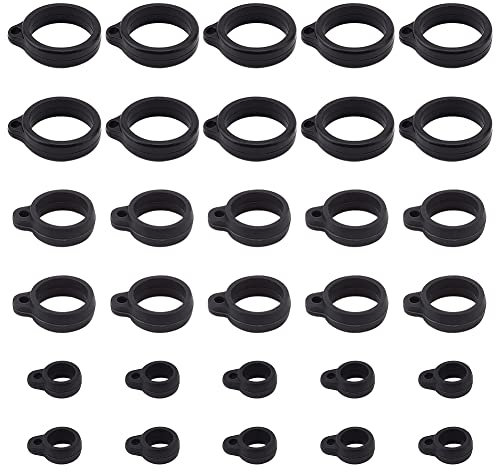 GORGECRAFT 30PCS 3 Sizes Anti-Lost Silicone Rubber Ring Black Adjustable Band 20mm/ 13mm/ 8mm Inner Diameter Loss-proof Pendant Holder for Pens Protective Device Keychains Office Daily Sport Supplies