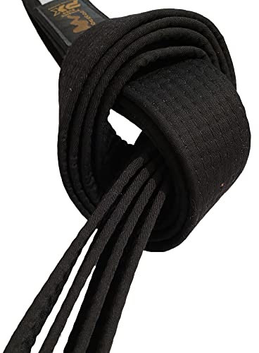 TEKKA BUDO Kampfsport Gürtel - Schwarz 280 cm Länge, 4 cm Breite - Karate, Judo, Taekwondo, Jujutsu, Kickboxen, Ninjutsu, Schwarzgurt